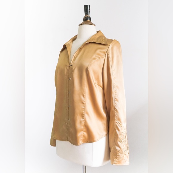 Vintage 1990s Harley Davidson Satin Blouse • M - Picture 4 of 10